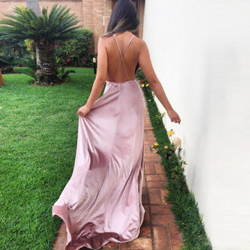 V-NECK LONG PROM DRESS EVENING GOWNS WITH SPLIT HZ1023